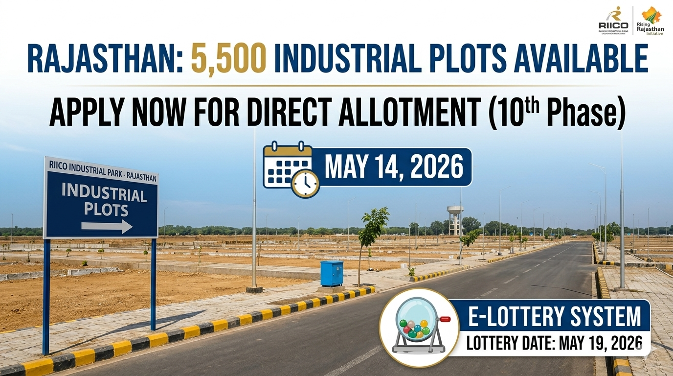 RIICO Rajasthan Direct Allotment Scheme 2026: 5,500 Industrial Plots and E-Lottery Details
